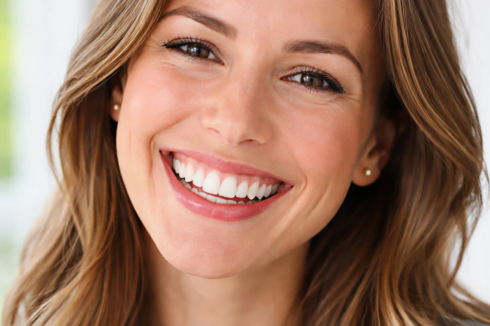 Smiling adult patient with naturally aligned teeth